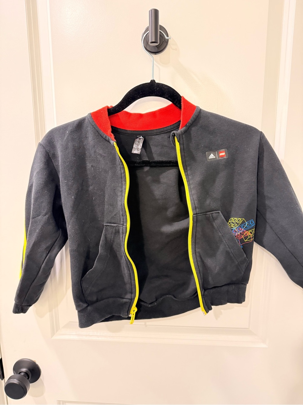 adidas Black Top with Red Ribbed Neck